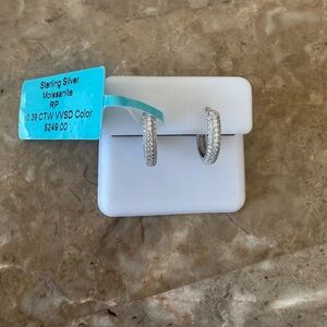 925 Sterling Silver Moissanite Hoop Earrings